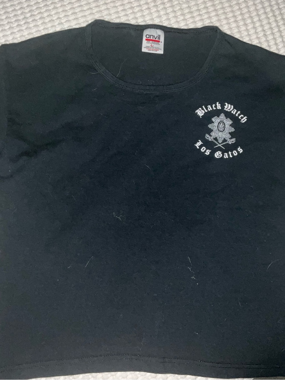Anvil Black Cropped 'Black Watch Los Gatos' Graphic Tee